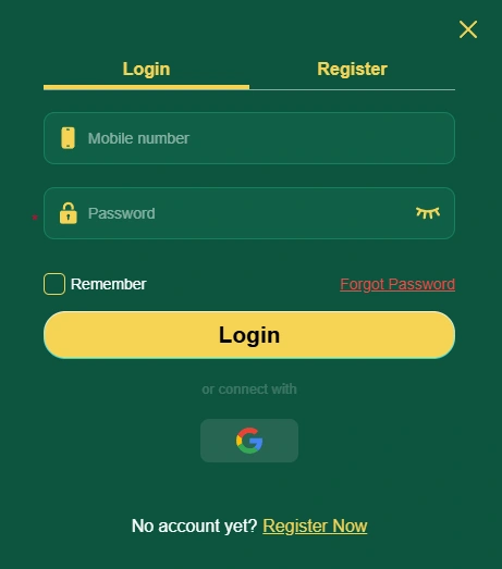VC999 online casino login portal on mobile